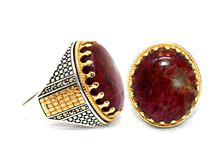 خاتم تورمالين طبيعي Tourmaline حجر الطاقات الشفائية الشريف للاحجار الكريمة Gemstones