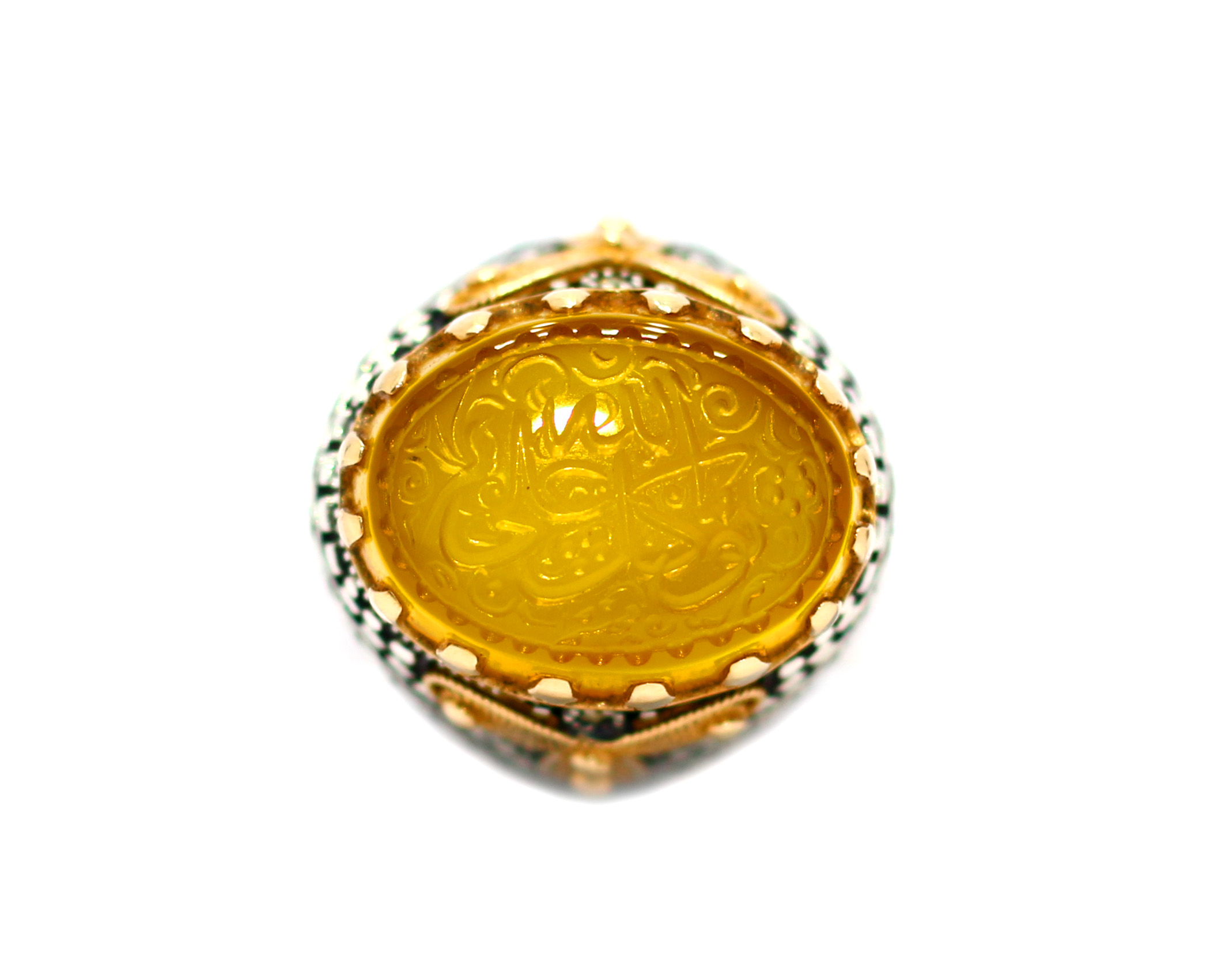 خاتم عقيق شرف الشمس Agate محفور عليه توكل على الله الشريف للاحجار الكريمة Gemstones
