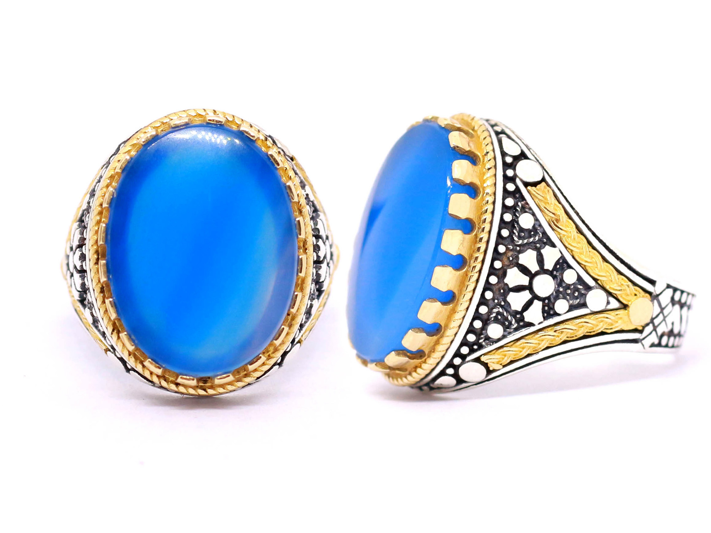 خاتم عقيق ازرق طبيعي اندر انواع العقيق الشريف للاحجار الكريمة Gemstones
