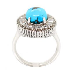 خاتم فيروز سيناوي طبيعي معرق Turquoise